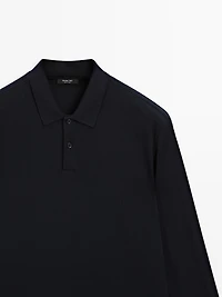 Polo manches longues en piqué mercerisé