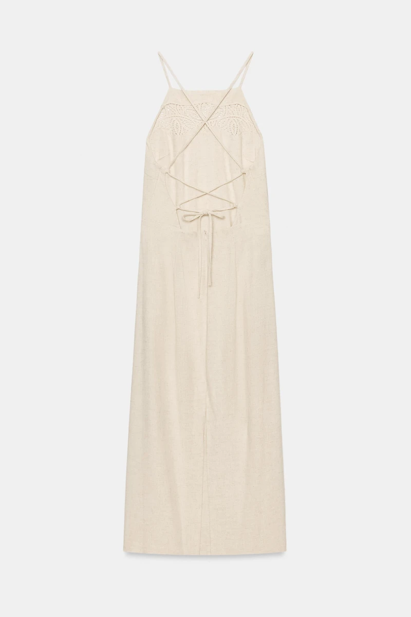 LINEN BLEND MIDI DRESS