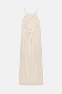 LINEN BLEND MIDI DRESS