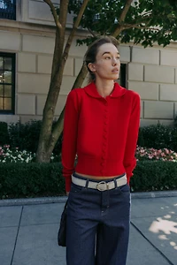 PETER PAN COLLAR KNIT CARDIGAN