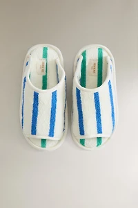 KIDS' STRIPED TERRY BATH SLIPPERS