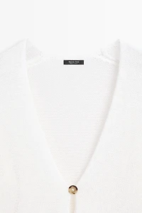Long knit V-neck cardigan