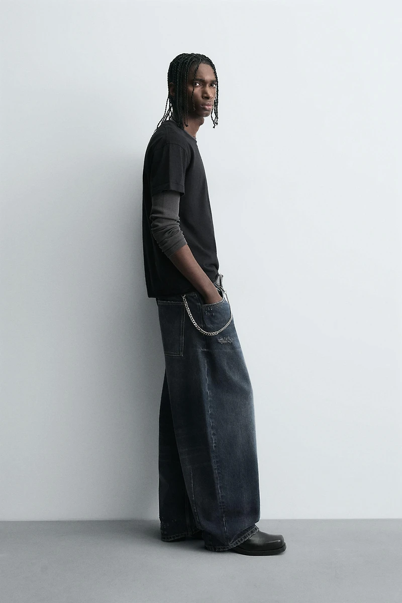 WASHED BALLOON FIT JEANS