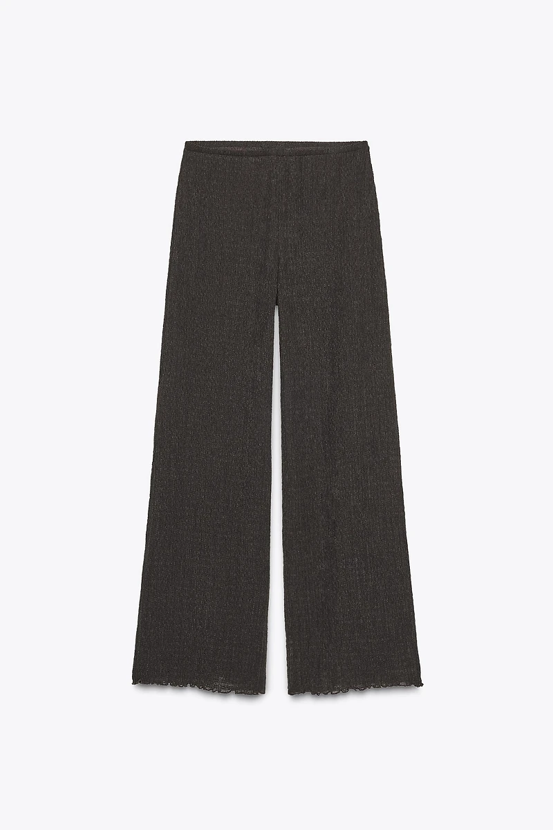 TEXTURED WIDE LEG PANTS