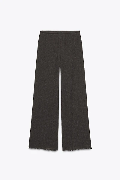 TEXTURED WIDE LEG PANTS