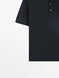 100% cotton cable-knit polo shirt