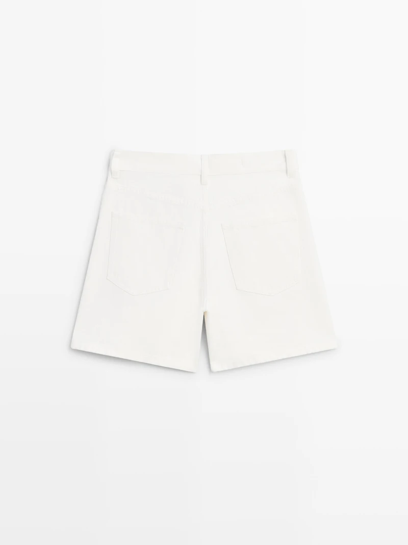 Mid-rise denim shorts