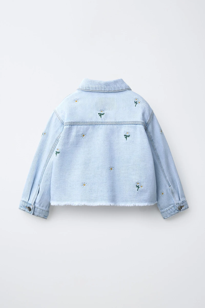 EMBROIDERED DAISY DENIM JACKET