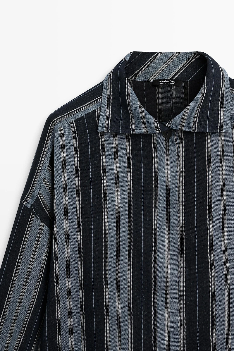Striped flowing cotton linen shirt