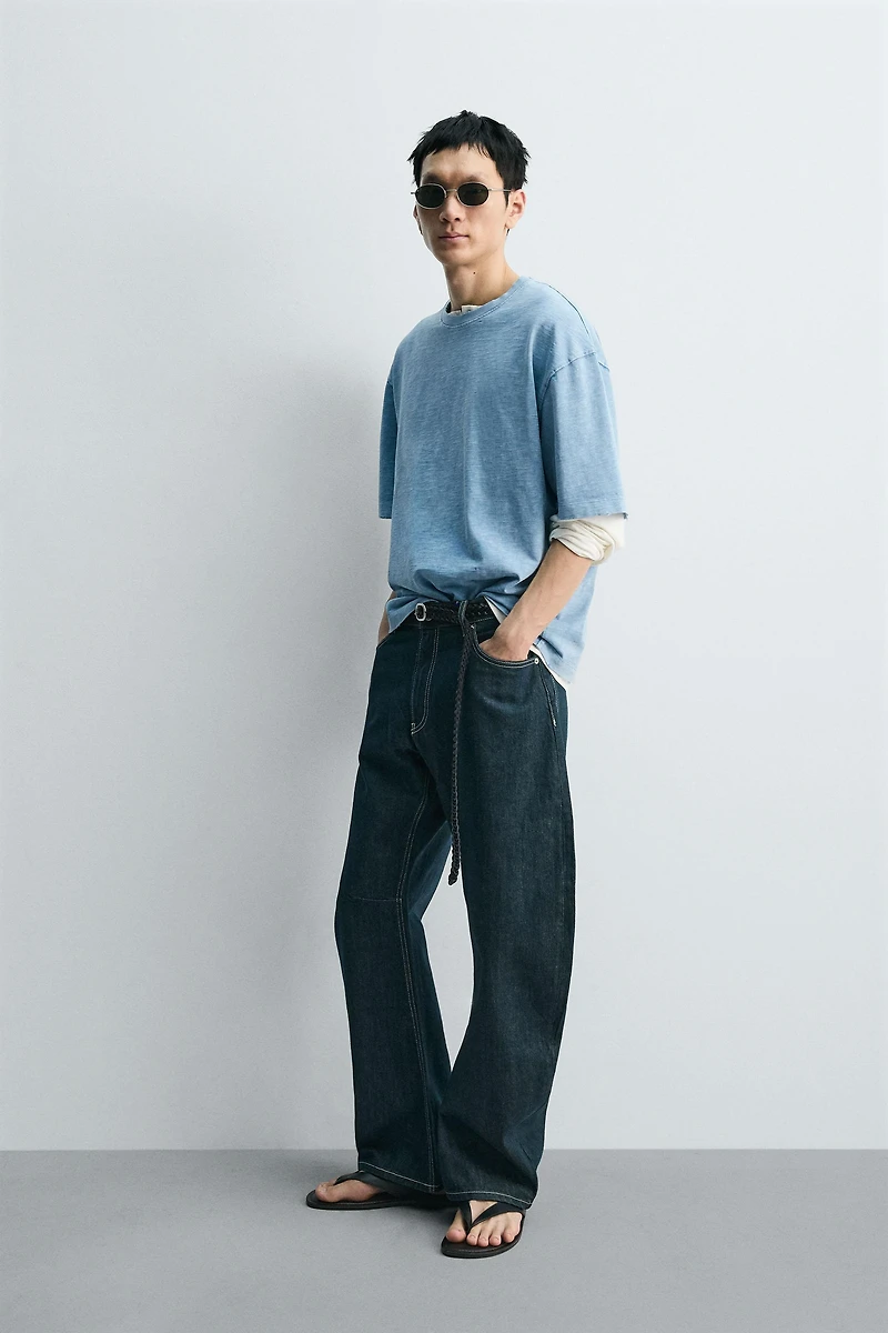 WASHED SLUB TEXTURED T-SHIRT