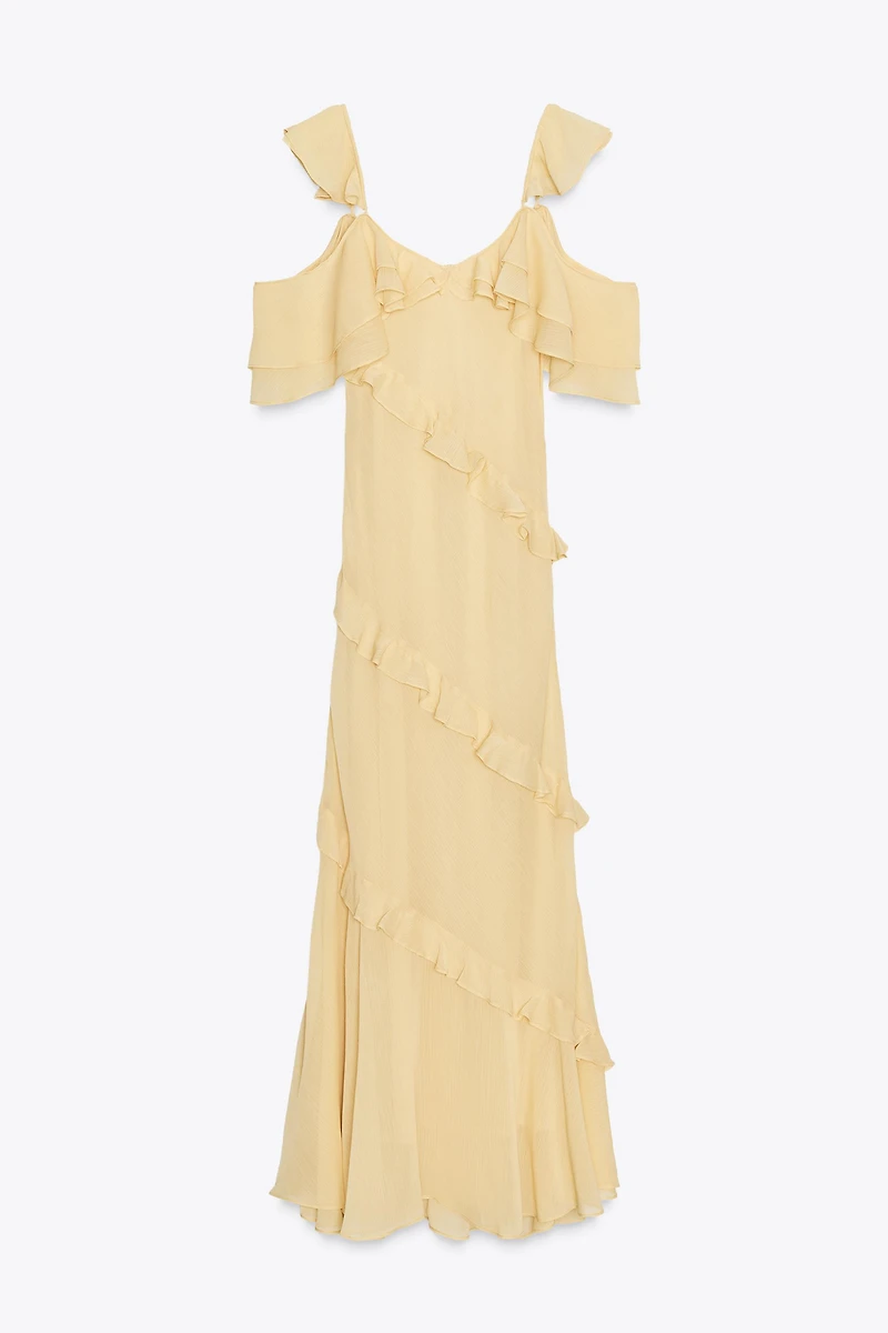 RUFFLED COMBINATION DRESS