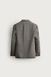 100% WOOL RELAXED FIT PLAID BLAZER