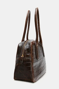EMBOSSED LEATHER BOWLING BAG
