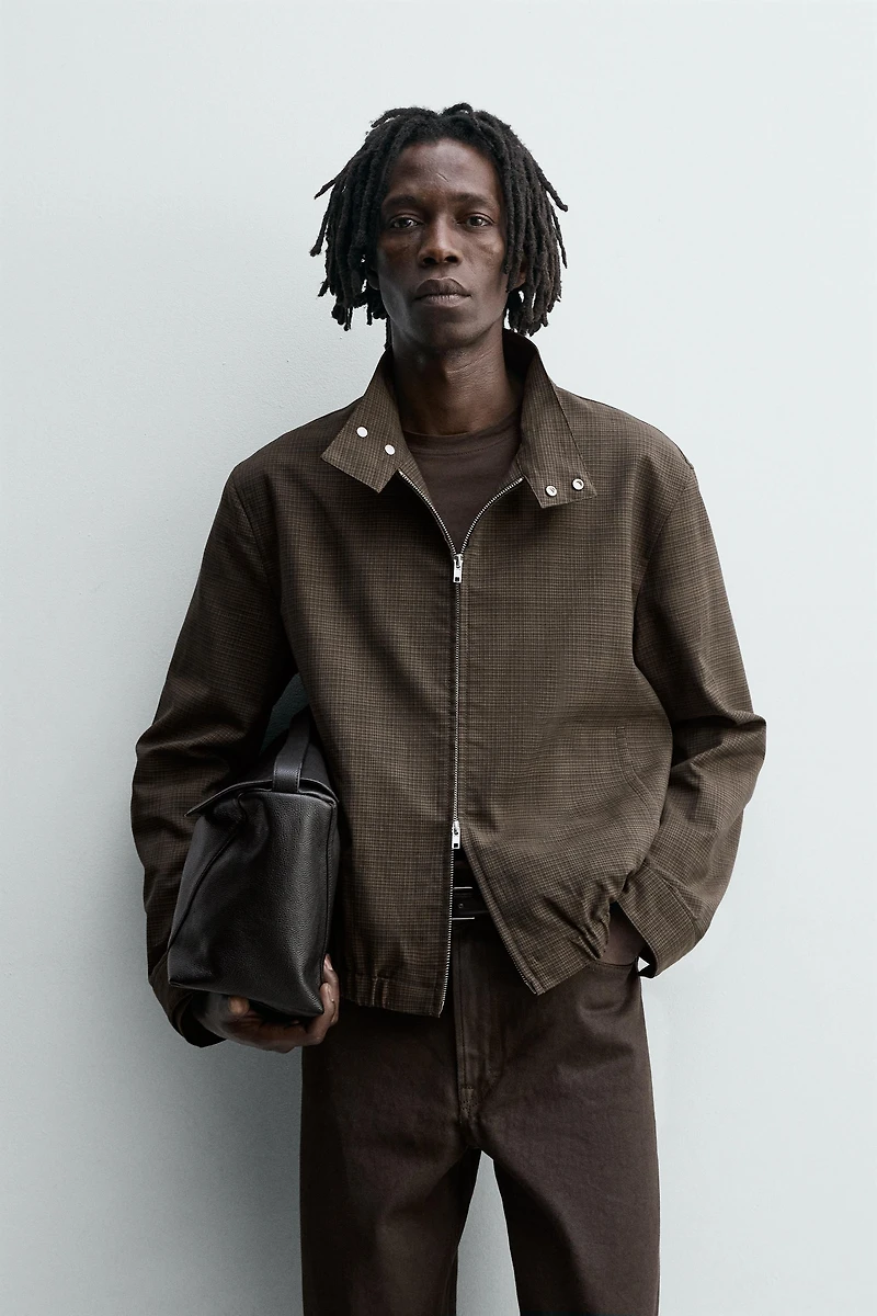 PLAID CROPPED FIT JACKET