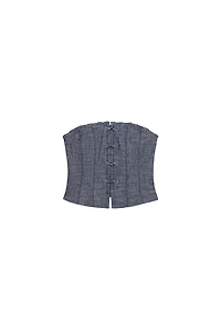 LINEN CROP TOP WITH FROG CLASP