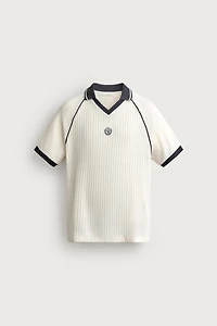 POLO FOOTBALL RÉTRO JACQUARD À CONTRASTE