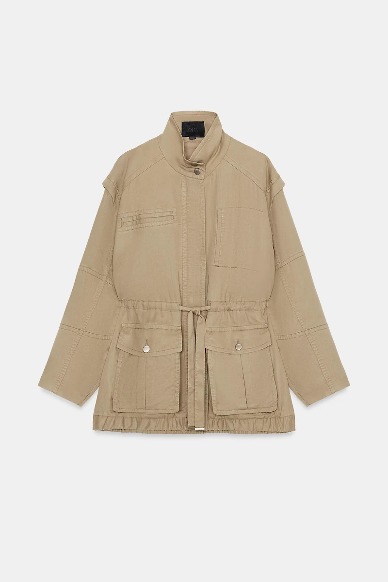 BLOUSON LONG À COL MONTANT