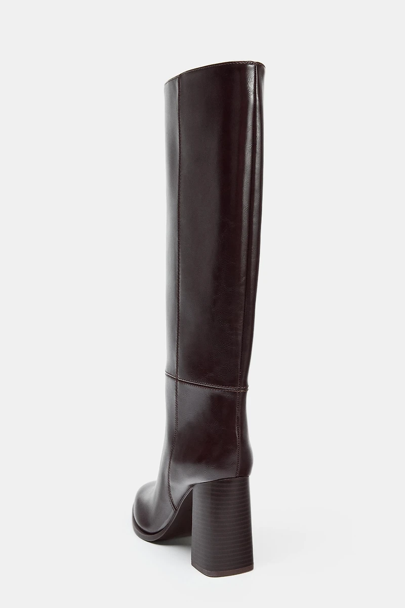 BLOCK HEEL HIGH BOOTS