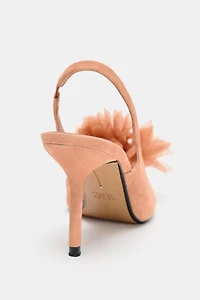 FLORAL SUEDE SLINGBACK HEELS