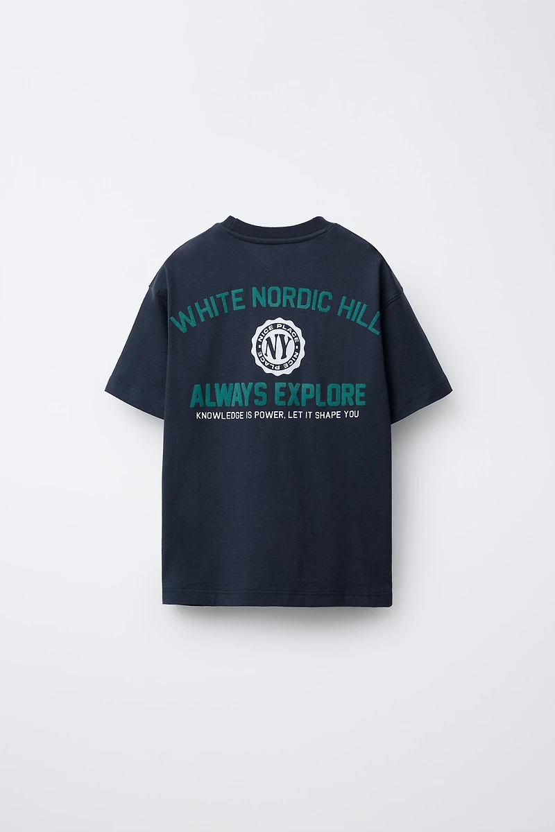 VARSITY FLOCKED TEXT T-SHIRT