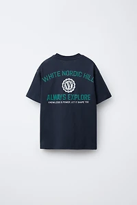 VARSITY FLOCKED TEXT T-SHIRT
