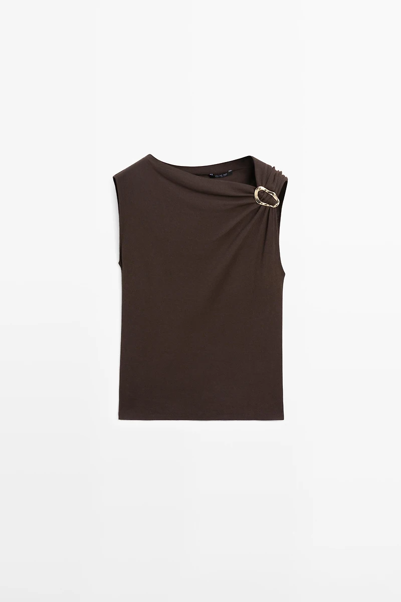Asymmetric top with rhinestone detail