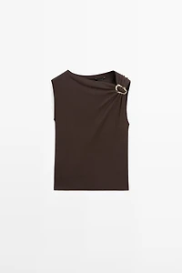 Asymmetric top with rhinestone detail