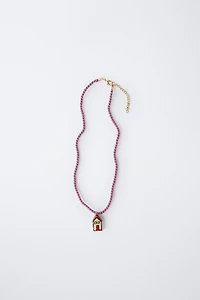 CERAMIC HOUSE CORD NECKLACE