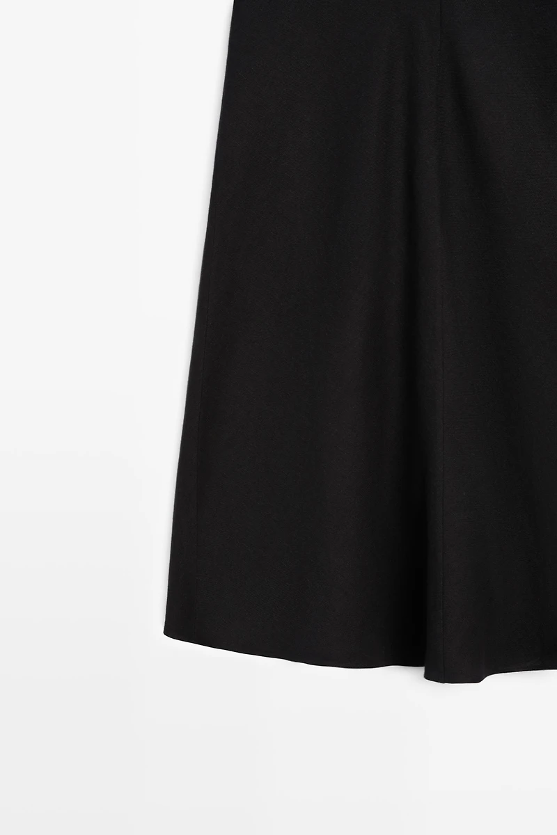 Straight linen midi skirt