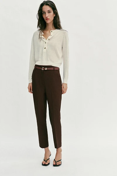 HIGH-WAISTED BELTED PANTS