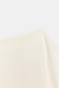 BOAT NECK COTTON T-SHIRT