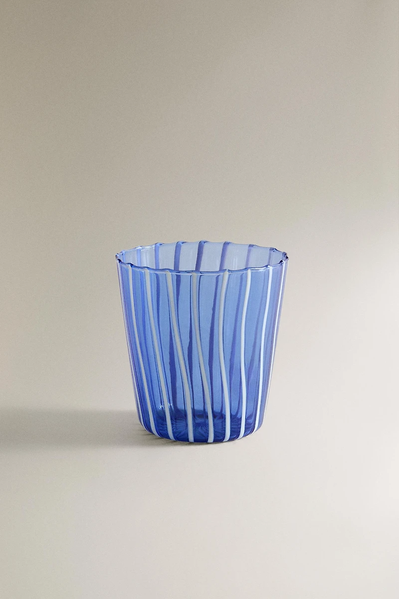 STRIPED BOROSILICATE GLASS TUMBLER WITH LINES