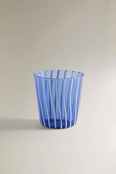 STRIPED BOROSILICATE GLASS TUMBLER WITH LINES