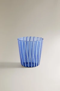 STRIPED BOROSILICATE GLASS TUMBLER WITH LINES
