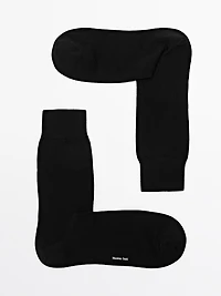 Plain knit cotton blend socks