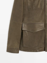Veste en cuir caprin effet usé