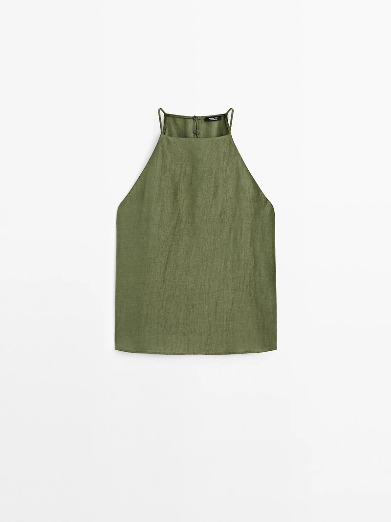Linen blend halter top