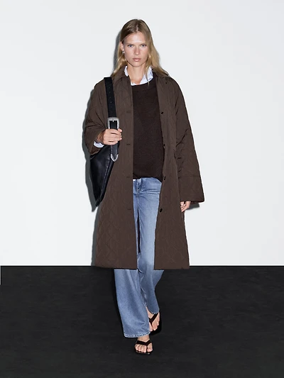 Long coat with corduroy detail