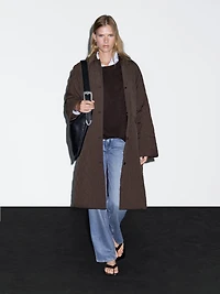 Long coat with corduroy detail