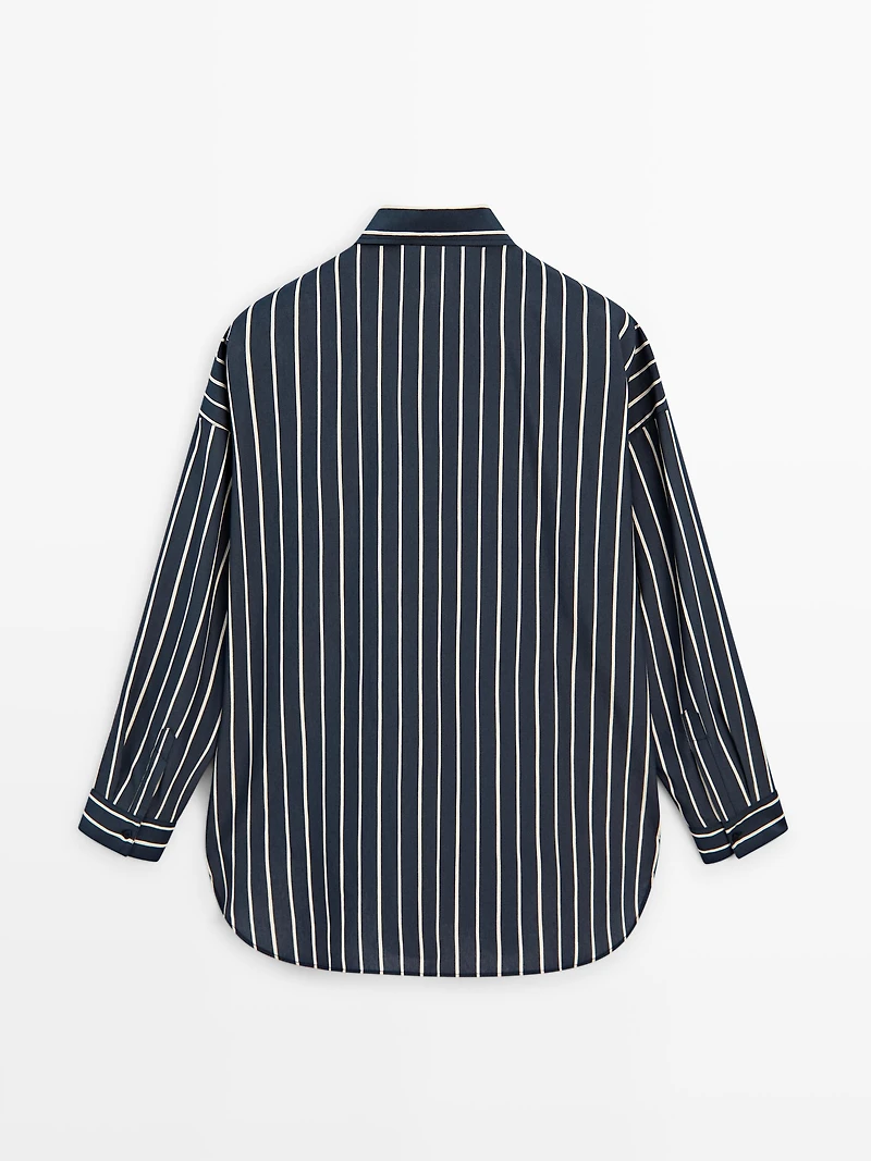 Striped flowing shirt with pocket detail