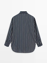 Striped flowing shirt with pocket detail