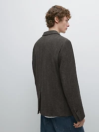 Herringbone wool blend blazer