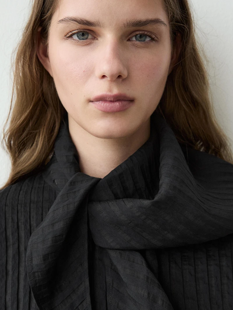 Striped flowing shirt with pocket square detail