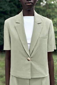 BLAZER MANCHES COURTES AVEC LIN