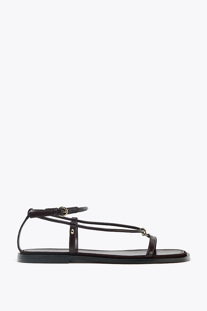 LEATHER THIN STRAP SANDALS
