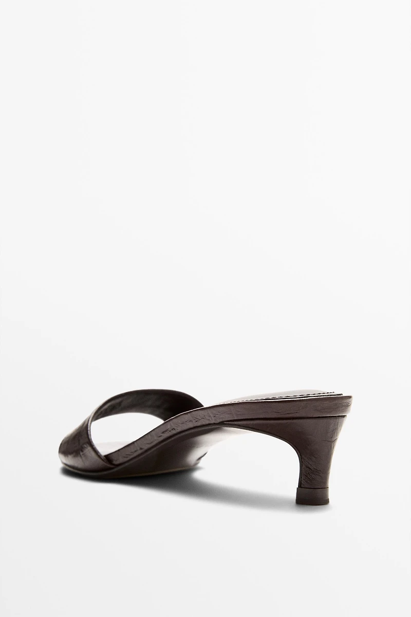 High-heel sandals embossed leather