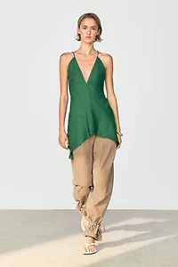 Asymmetric spaghetti strap top
