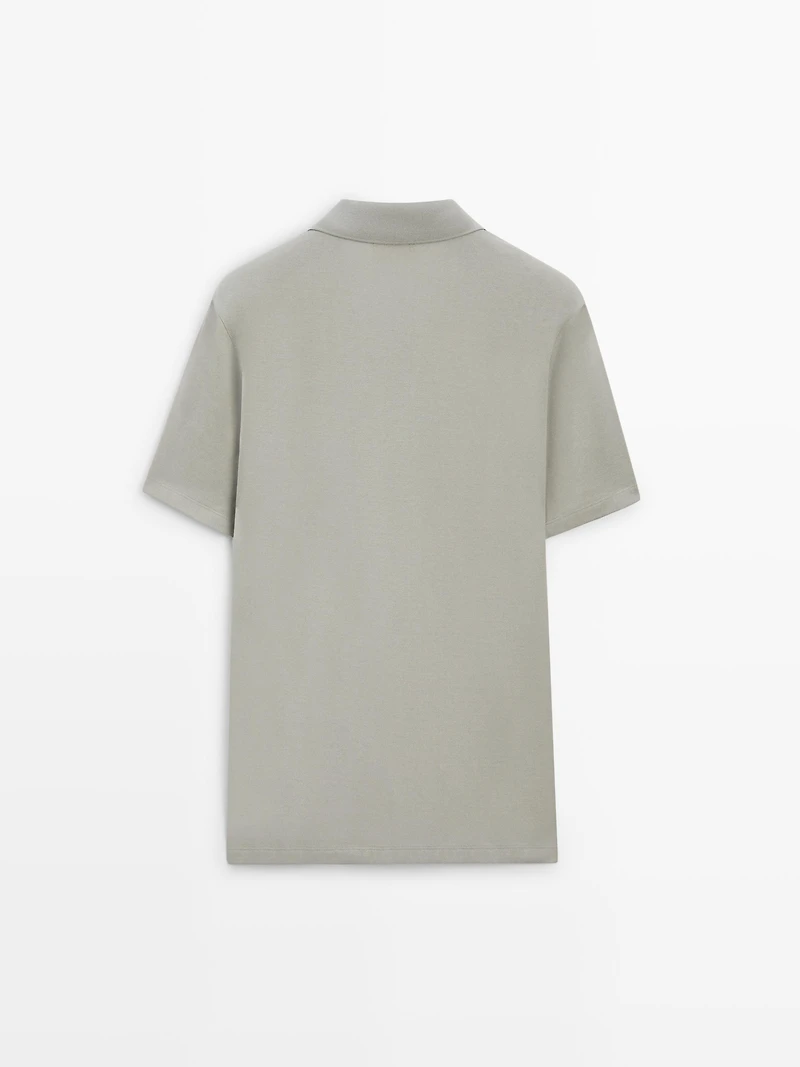 Cotton V-neck polo shirt