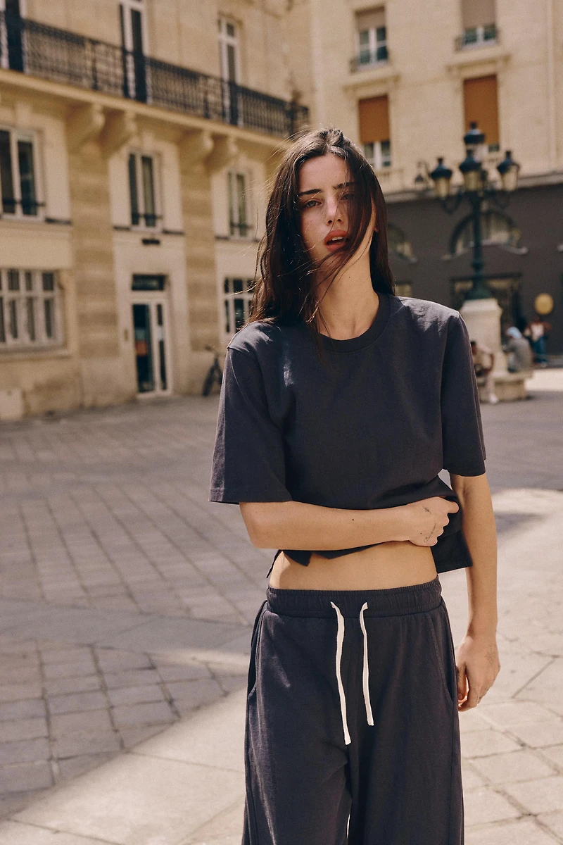 COTTON PLEATED PANTS