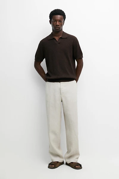 Cotton blend knit polo sweater